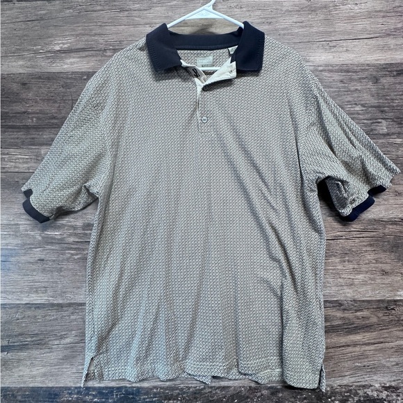 Haggar Golf Tan Cream Polo Shirt with Short Sleeves and Soft Knit Fabric - Picture 1 of 5